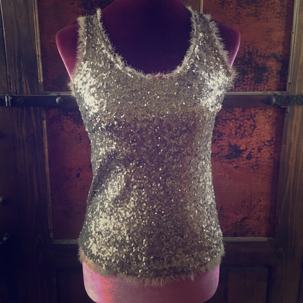 Greylin Gold Bronze Sequin Tank Top